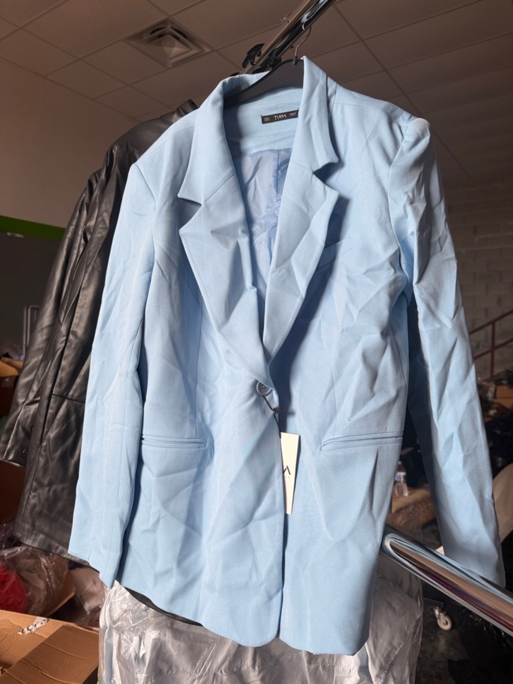 Light Blue Single-Button Womens Blazer - Tullee